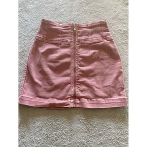 We‎ The Free Mini Skirt Size 25 Pink Denim High Waist Zip Front Casual